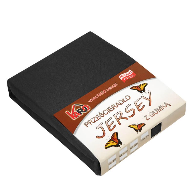 Prześcieradło jersey z gumką KARO 140x200 czarne 1 szt.