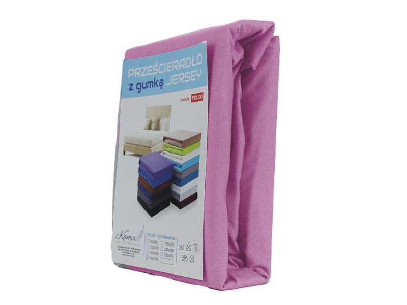 Prześcieradło z gumką Jersey VIP Bok 30cm Kam-Pol różowy 180x210cm 1 szt.