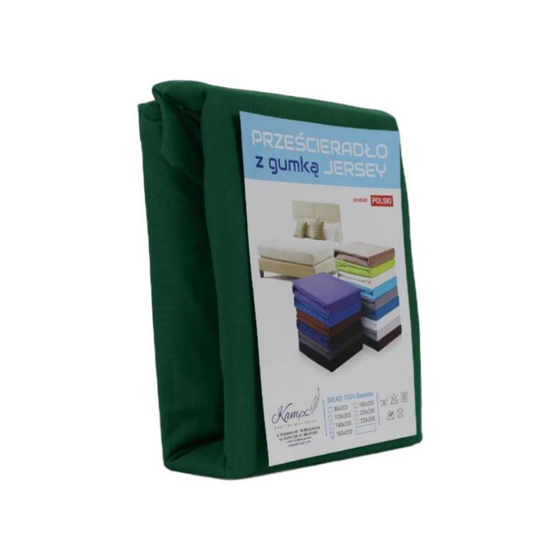 Prześcieradło z gumką Jersey VIP Bok 30cm Kam-Pol Zieleń butelkowa 80x160cm 1 szt.