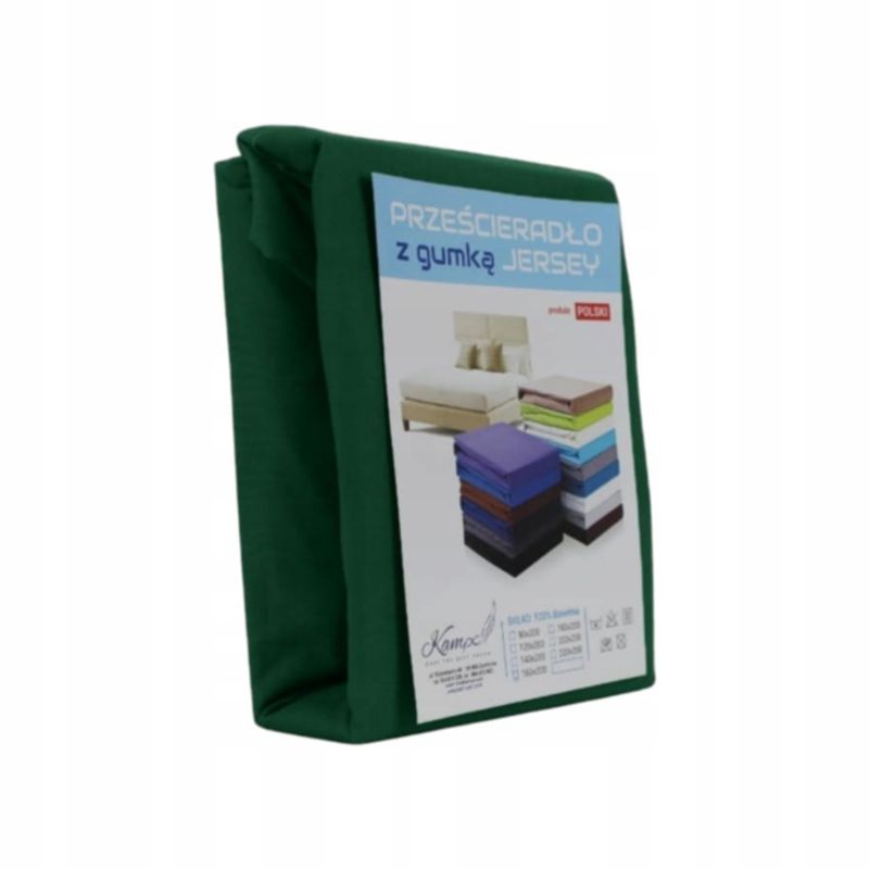 Prześcieradło z gumką Jersey VIP Bok 30cm Kam-Pol Zieleń butelkowa 80x160cm 1 szt.