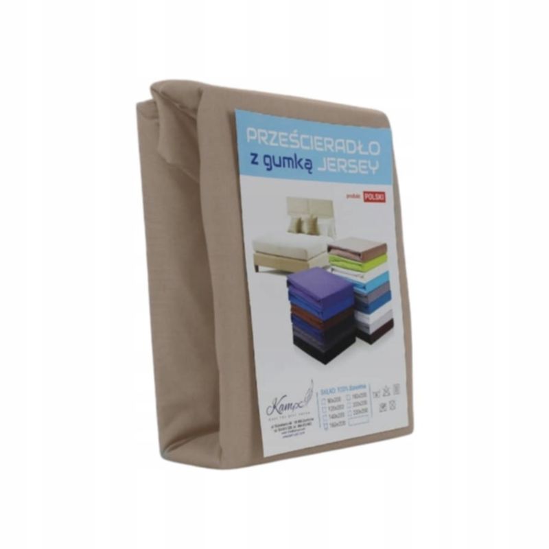 Prześcieradło z gumką Jersey VIP Bok Kam-Pol cappuccino 70x160 cm 1 szt.