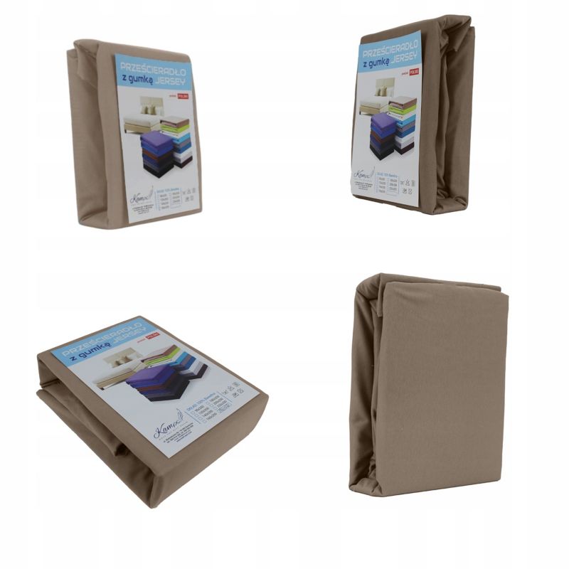 Prześcieradło z gumką Jersey VIP Bok Kam-Pol cappuccino 70x160 cm 1 szt.