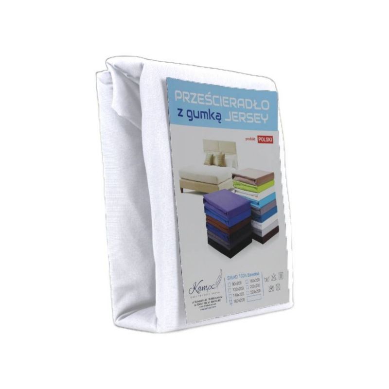 Prześcieradło z gumką Jersey VIP Kam-Pol białe 120x220cm 1 szt.