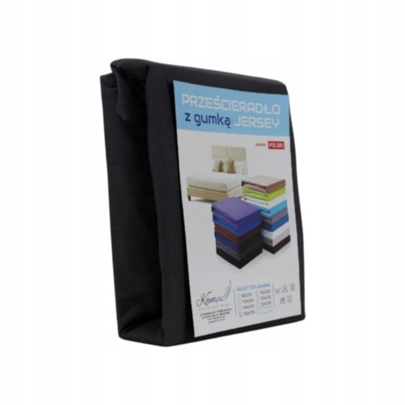 Prześcieradło z gumką Jersey VIP KAM-POL czarne 80x220cm 1 szt.