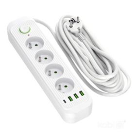 Przedłużacz 4gn+usb 5m biały 1szt.