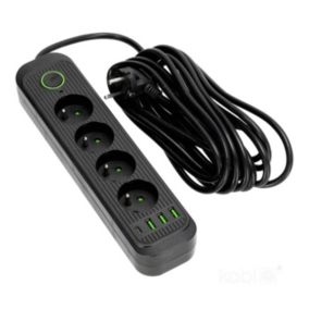 Przedłużacz 4gn+usb 5m Kobi czarny 1szt.
