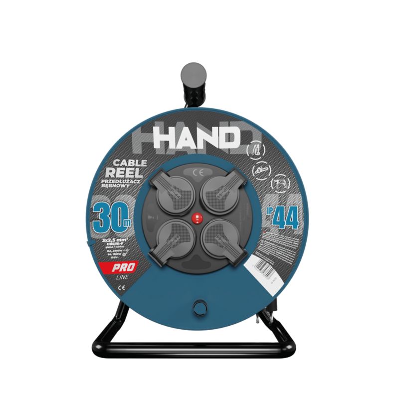 Przedłużacz bębnowy budowlany HAND PRO 30 m 4 gniazda 3x2,5 mm² H05RR-F IP44 turkusowy 1 szt.