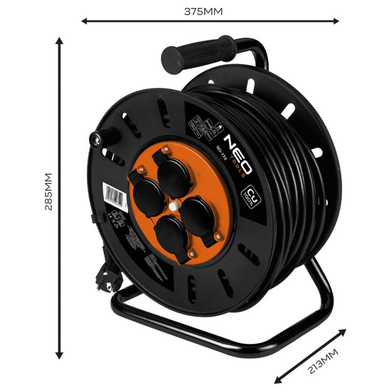 Przedłużacz bębnowy NEO TOOLS 40m, 3x1.5mm2 1 szt
