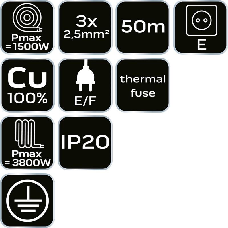 Przedłużacz bębnowy NEO TOOLS 50m, 3x2.5mm2 1 szt