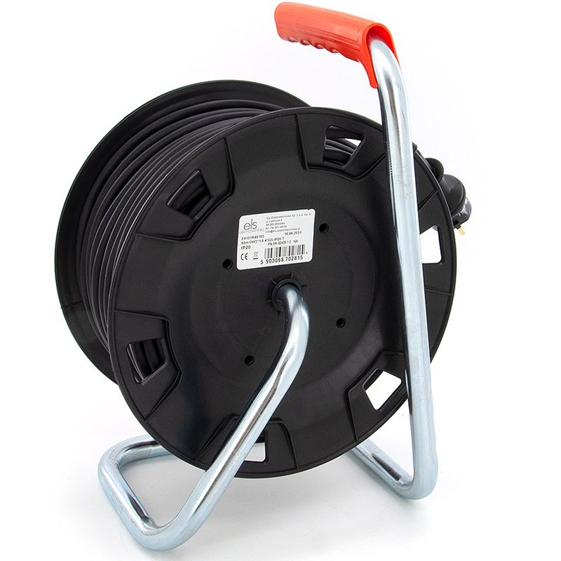 Przedłużacz budowlany bębnowy ELS Elektrotechnika 2OWR450 4x230V IP20, H05RR-F 3x2,5 50M, gumowy, z uziemieniem, 1 szt.