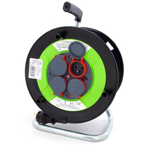 Przedłużacz budowlany na bębnie ELS Elektrotechnika 2OWQ425 25m H05RR-F 3x2,5mm2, 4x230V, z uziemieniem, IP44, gumowy, 1 szt.