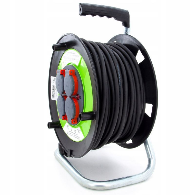 Przedłużacz budowlany na bębnie ELS Elektrotechnika 2OWQ440 40m H05RR-F 3x2,5mm2, 4x230V, z uziemieniem, IP44, gumowy, 1 szt.