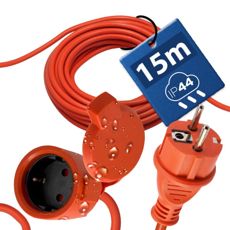 Przedłużacz HOROZ pomarańczowy Schuko 15 m 3x1,5 mm IP44 1 szt.