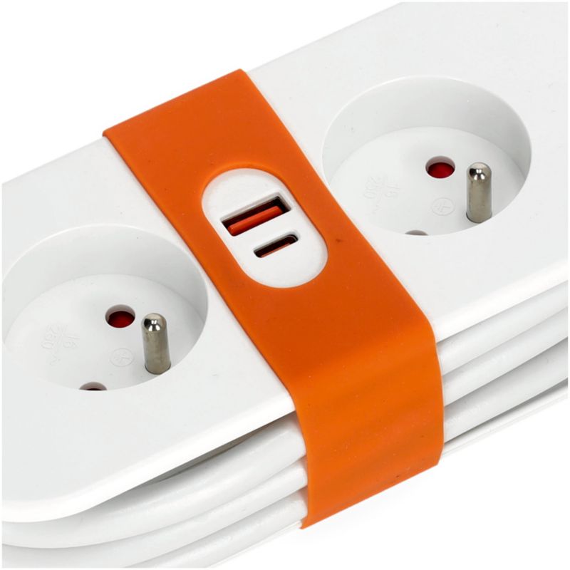 Przedłużacz Kobi 2gn+usb/1,4m/Zu/1,5mm biały 1szt.