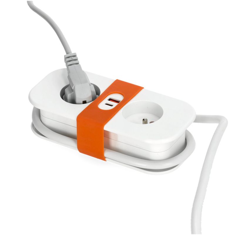 Przedłużacz Kobi 2gn+usb/1,4m/Zu/1,5mm biały 1szt.