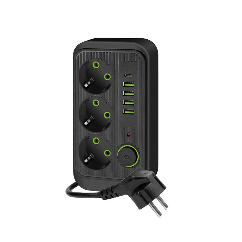 Przedłużacz Linea Kobi 3gn+4usb/1usb-c/5m/Zu+W czarny 1szt.
