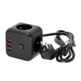 Przedłużacz Linea Pro Kobi 3gn+3usb/1usb-c/1,5m/Zu+W czarny 1szt.