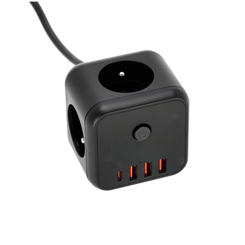 Przedłużacz Linea Pro Kobi 3gn+3usb/1usb-c/1,5m/Zu+W czarny 1szt.