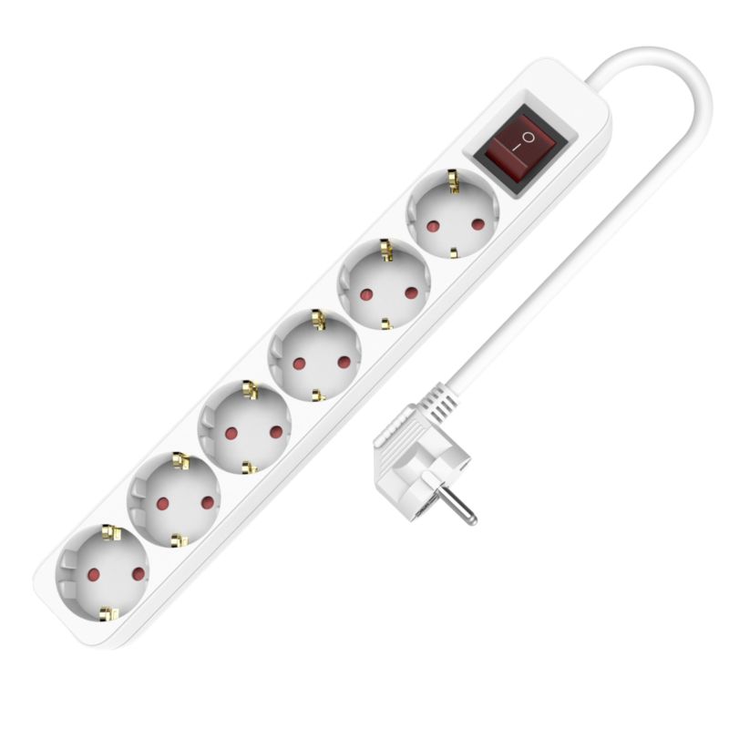 Przedłużacz Plastrol 6 gniazd Schuko 250V 16A 5m z wyłącznikiem W-102116 1szt
