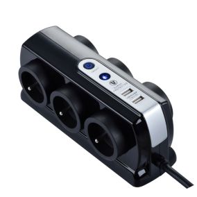 Przedłużacz Masterplug 6 x 16 A 3 x 1,5 mm2 USB 2 m czarny