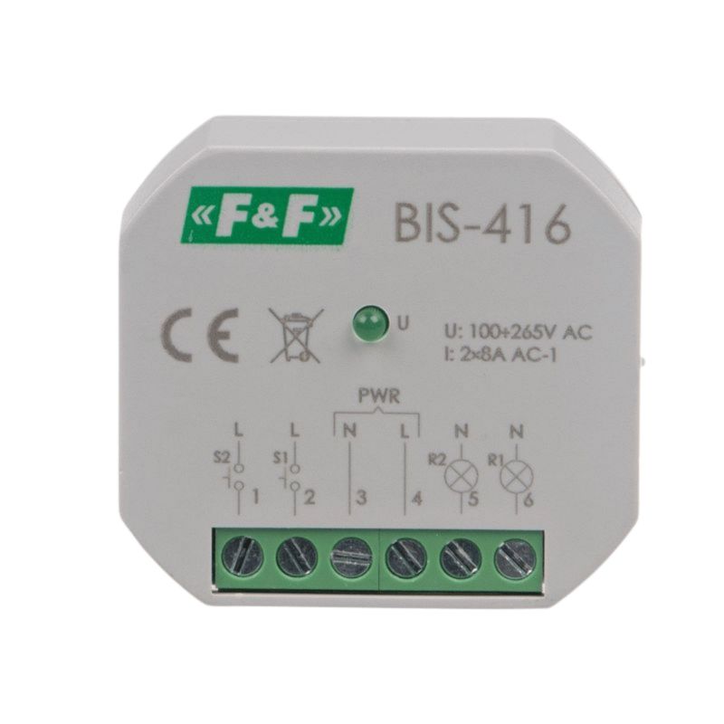 Przekaźnik Bistabilny F&F 230V 2X8A 2Z 1 Moduł Bis-416 1szt.