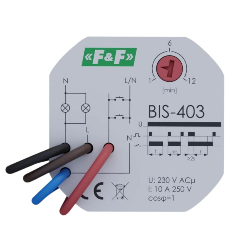 Przekaźnik Bistabilny F&F Z Wyłącznikiem Czasowym 230V 10A Bis-403 1szt.