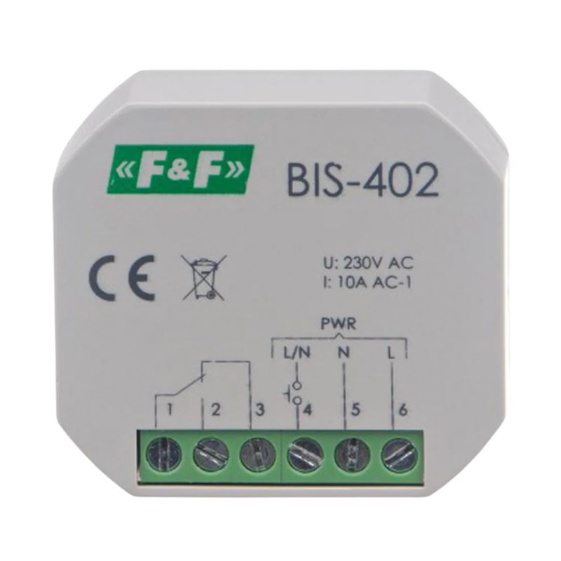 Przekaźnik Bistabilny Podtynkowy Do Puszki F&F 10A 230V Ac Bis-402 1szt.