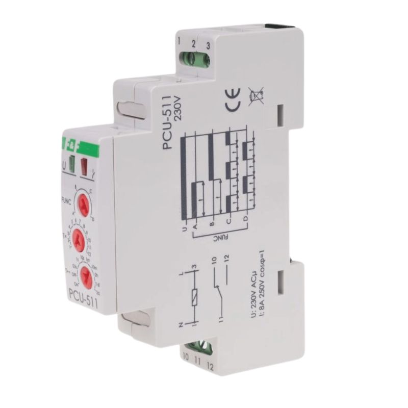 Przekaźnik Czasowy F&F 230V 8A Wielofunkcyjny Na Szynę Din Pcu-511 1szt.