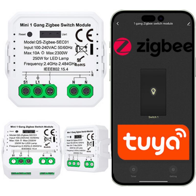 Przekaźnik Dopuszkowy Sterownik Światła Pojedynczy Sone Zigbee Tuya Smart Life 1 szt.