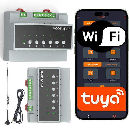 Przekaźnik na Szynę DIN z Anteną Sone WiFi 6-kanałowy 1 szt.