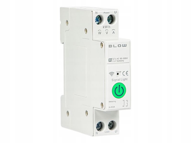 Przekaźnik WiFi BLOW z pomiarem prądu mocy na szynę  DIN Tuya smart WiFi Switch 1 szt.