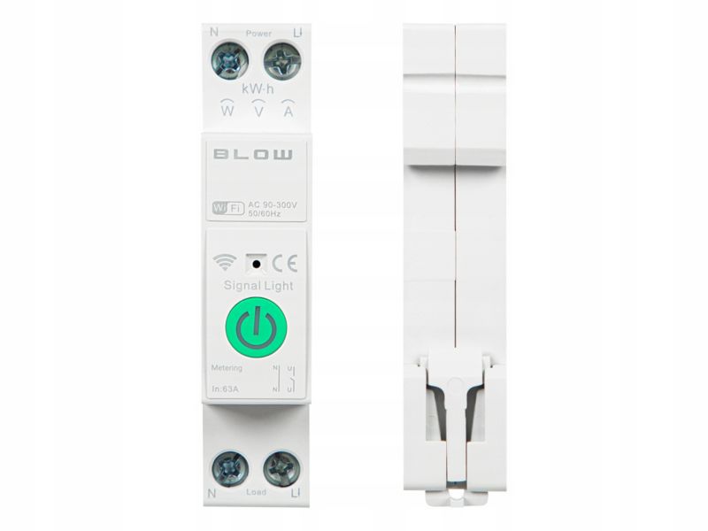 Przekaźnik WiFi BLOW z pomiarem prądu mocy na szynę  DIN Tuya smart WiFi Switch 1 szt.
