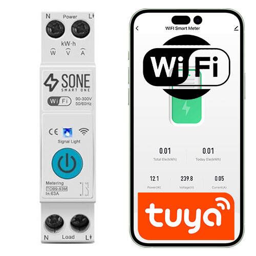 Przekaźnik WiFi Sone Na szynę DIN 16A z pomiarem zużycia zdalne sterowanie 1 szt.