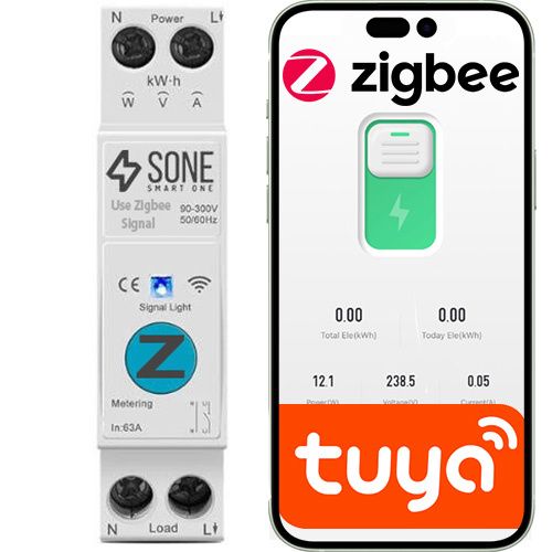 Przekaźnik Zigbee Sone 16A na szynę DIN z pomiarem zużycia zdalne sterowanie 1 szt.