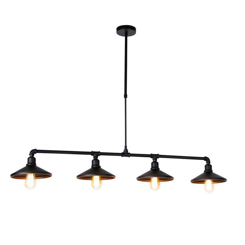 Przemysłowy lampa wisząca do stołu jadalnego Qazqa Laser Hl 130 czarny okrągły żarówkami LED 49 W zestawie E27 1 szt.