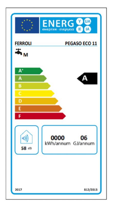 Przepływowy ogrzewacz gazowy Pegaso Eco 11 LPG Ferroli 8,1-18,9 kW z wyświetlaczem LCD 1 szt.