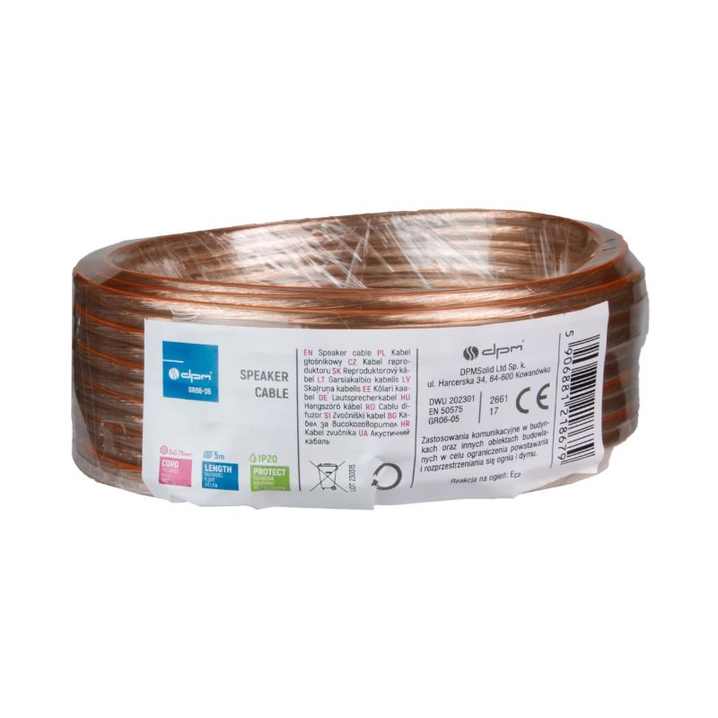 Przewód głośnikowy DPM Solid 2 x 0,75 mm2 5 m