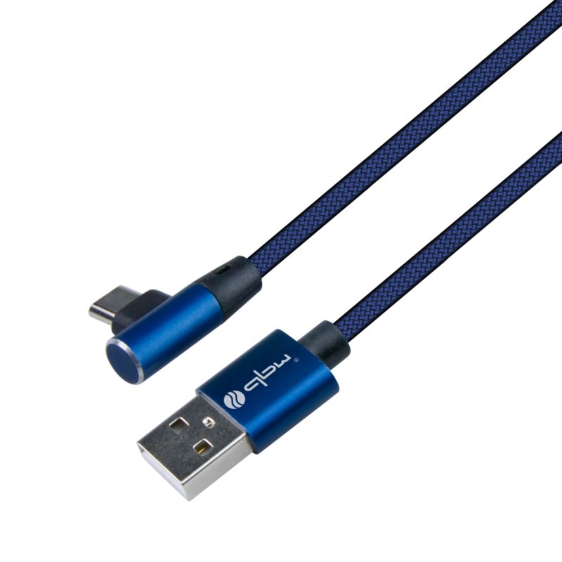 Przewód USB A - USB C kątowy DPM 1 m niebieski