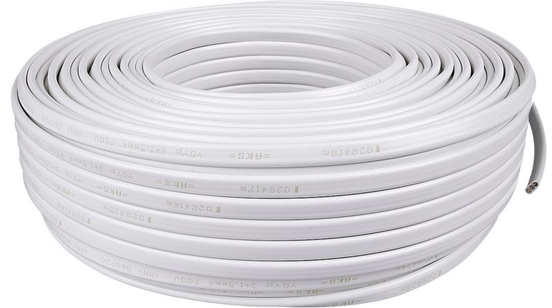 Przewód YDYp 3 x 1,5 mm2 750 V biały 100 mb