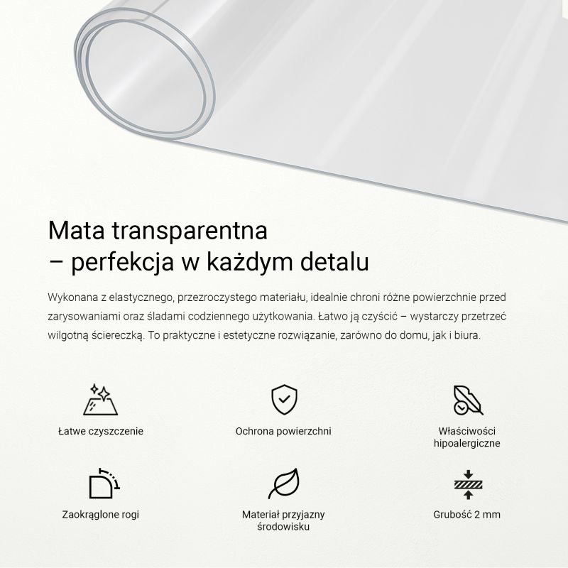 Przezroczysta osłona na Stół Wallfluent 100x50 cm Miękkie szkło Na blat stół podłogę 1 szt.