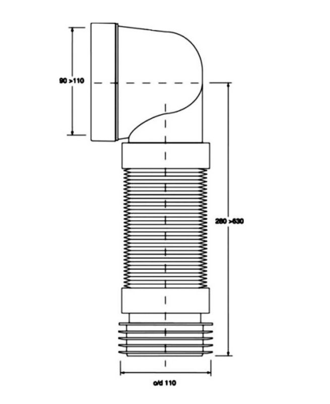 Przyłącze kanalizacyjne harmonijkowe do WC McAlpine 90-110 mm kątowe 90 stopni 1 szt.