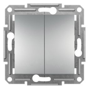 Przycisk podwójny (zaciski śrubowe) bez ramki Schneider Aluminium Asfora 1 szt.