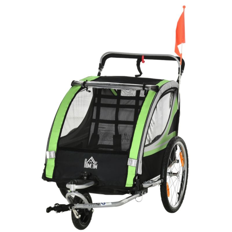 Przyczepka rowerowa Artdesign  2w1 dla 2 dzieci funkcja pchania osłona przeciwdeszczowa hamulec niebieska 1 szt.