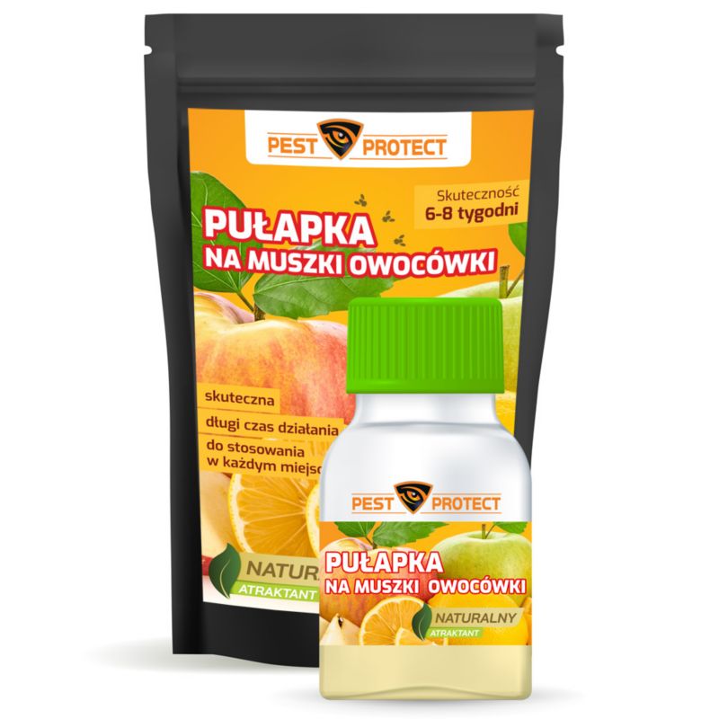 Pułapka na Muszki Owocówki PEST PROTECT 15ml z Naturalnym Wabikiem, 1szt.