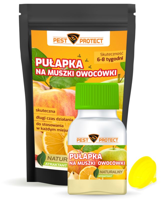 Pułapka na Muszki Owocówki PEST PROTECT 15ml z Naturalnym Wabikiem, 1szt.