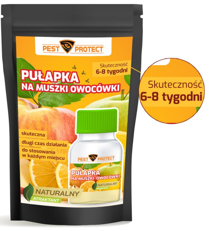 Pułapka na Muszki Owocówki PEST PROTECT 15ml z Naturalnym Wabikiem, 1szt.