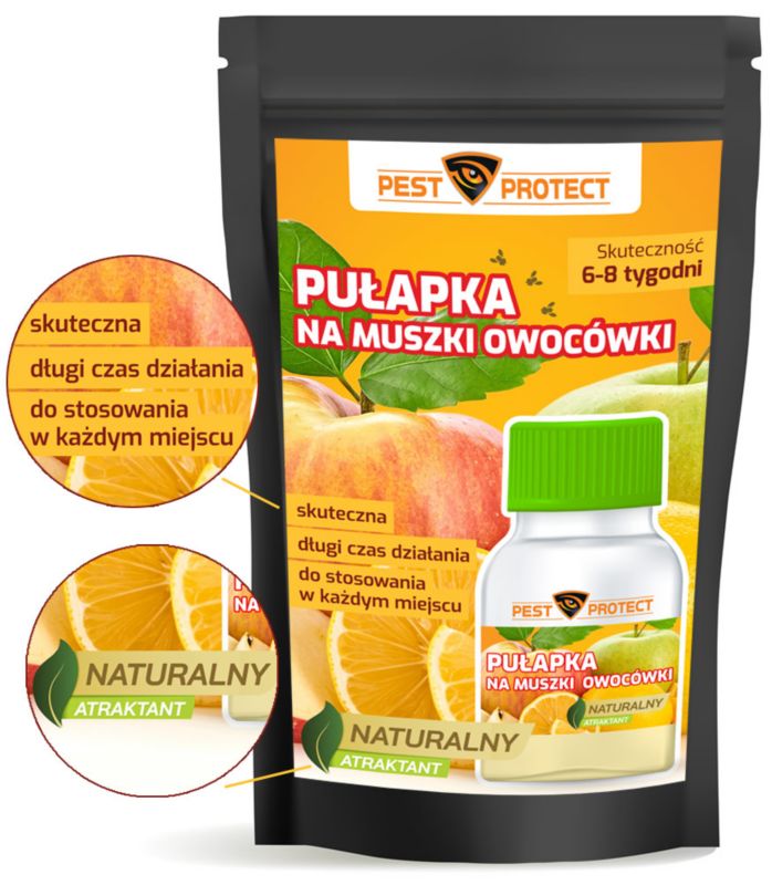 Pułapka na Muszki Owocówki PEST PROTECT 15ml z Naturalnym Wabikiem, 1szt.