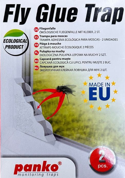 Pułapki lepowe FLY GLUE TRAP okienne na muchy i muchówki panko 2 szt.