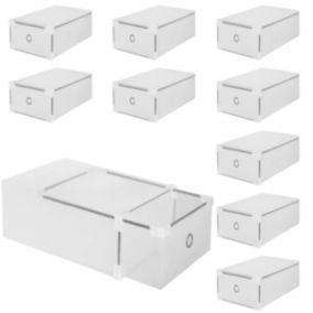 Pudełka na buty z szufladą Springos 34x22,5x13 cm białe organizery 10 szt.