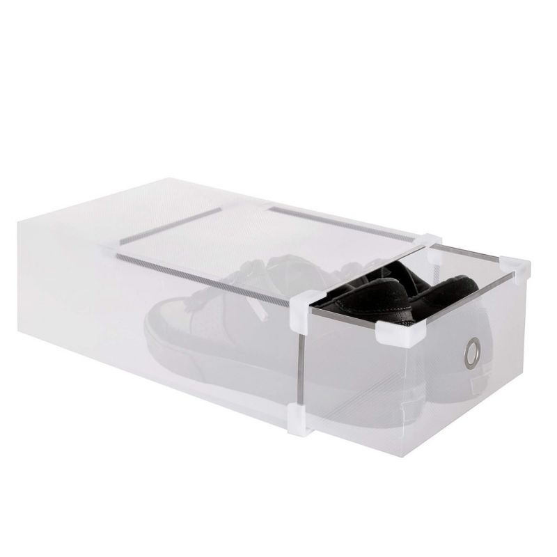 Pudełka na buty z szufladą Springos 34x22,5x13 cm białe organizery 10 szt.